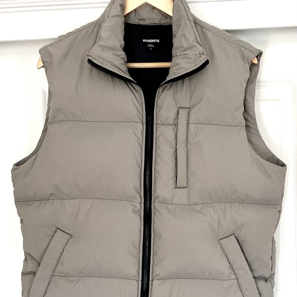 James Perse Yosemite Vest Down Puffer Vest Gray Full Zip Men's 1/Small $295